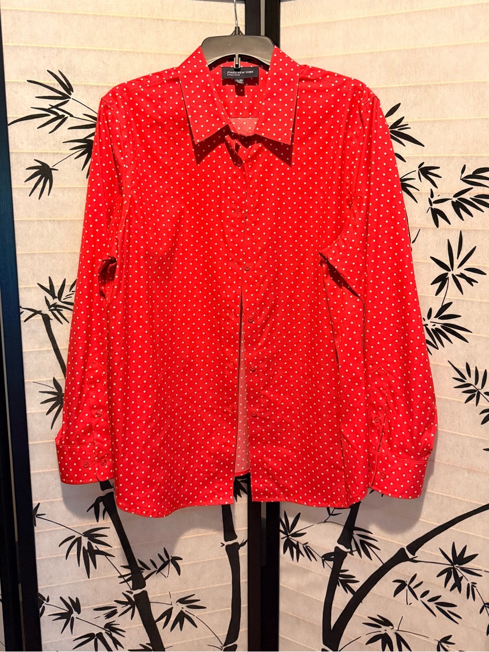 Jones New York Red Polka Dot Blouse